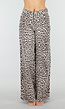 Beige Leopard Denim Jeans met Wide Leg en Steekzakken