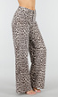 Beige Leopard Denim Jeans met Wide Leg en Steekzakken