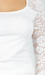 Witte Top met Kant en Lange Mouwen en Vierkante Hals