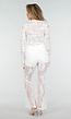 Petite Witte Kant Flared Broek met Stretch en Binnenbroekje