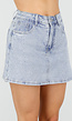 Blauwe Denim Skort met Strass Details en Rechte Pasvorm