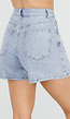 Blauwe Denim Skort met Strass Details en Rechte Pasvorm