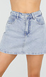 Blauwe Denim Skort met Strass Details en Rechte Pasvorm
