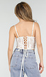 Witte Kant Corset Top met Bandjes en Vetersluiting