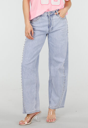Blauwe Denim Barrel Jeans met Studs