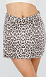 Denim Leopard Print Skort met Overslag
