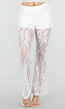 Petite Witte Kant Flared Broek met Stretch en Binnenbroekje