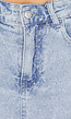 Blauwe Denim Skort met Strass Details en Rechte Pasvorm