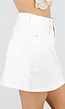 Witte Denim Mini Rok met Stretch en Steekzakken