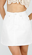 Witte Denim Mini Rok met Stretch en Steekzakken