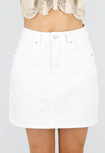 Witte Denim Mini Rok met Stretch