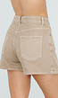 Beige Denim Skort met Rechte Zoom en Zakken