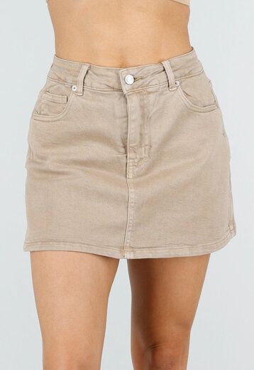 Beige Denim Skort met Stretch