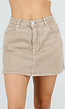 Beige Denim Skort met Rechte Zoom en Zakken