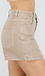 Beige Denim Skort met Rechte Zoom en Zakken