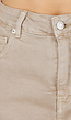 Beige Denim Skort met Rechte Zoom en Zakken