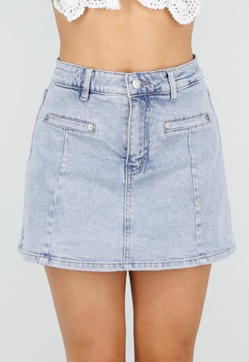 Lichtblauwe Denim Skort met Zakken