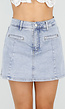 Lichtblauwe Denim Skort met Zakken