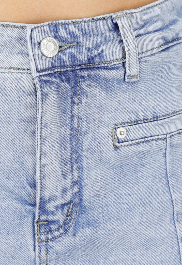 Lichtblauwe Denim Skort met Voorzakken en Ritssluiting