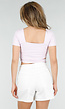Lila Padded Crop Top met Vierkante Hals en Wrap Detail