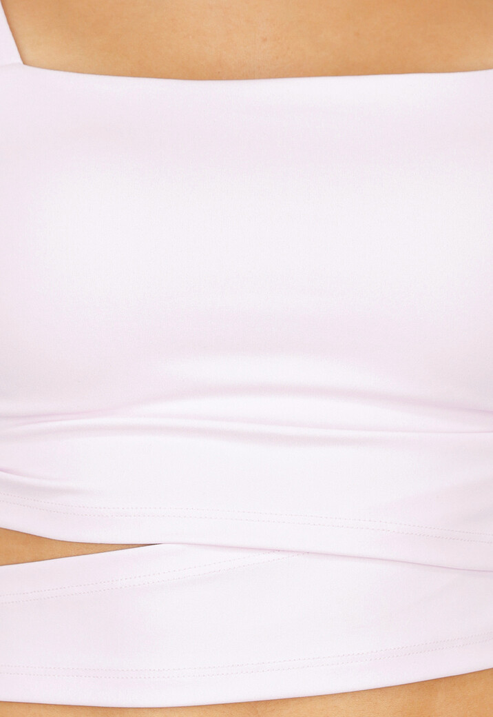 Lila Padded Crop Top met Vierkante Hals en Wrap Detail