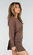 Bruine Transparante Mesh Top met Lange Mouwen en Stretch