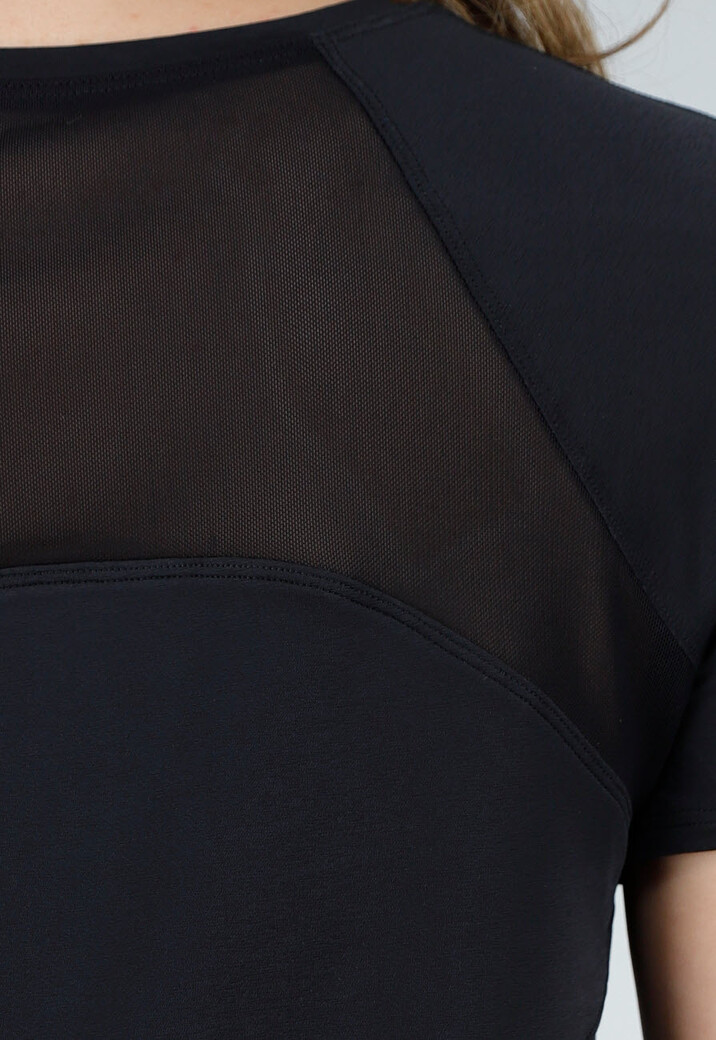 Zwart Sport T-shirt met Mesh en Gekruiste Rug