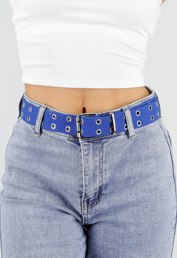 Blauwe Riem met Metalen Oogjes