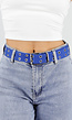 Blauwe Riem met Metalen Oogjes en Gesp