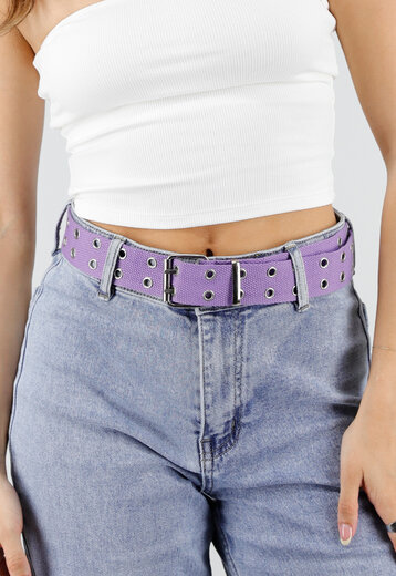 Paarse Riem met Metalen Oogjes
