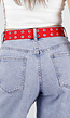 Rode Riem met Metalen Oogjes en Gesp