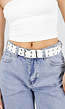 Witte Riem met Metalen Oogjes en Gesp
