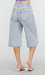 Lichtblauwe Denim Bermuda Shorts met Studs en Rechte Pijpen