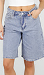 Lichtblauwe Denim Bermuda Shorts met Rechte Pijpen en Zakken