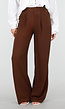 Bruine Wide Leg Broek met Elastische Taille en Plooien