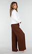 Bruine Wide Leg Broek met Elastische Taille en Plooien