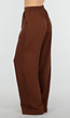 Bruine Wide Leg Broek met Elastische Taille en Plooien