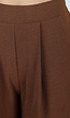 Bruine Wide Leg Broek met Elastische Taille en Plooien