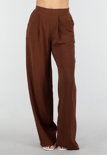 Bruine Wide Leg Linnenlook Broek