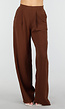 Bruine Wide Leg Broek met Elastische Taille en Plooien