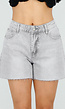 Grijze Denim Short met Ruwe Zoom en Lichte Stretch