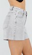 Grijze Denim Short met Ruwe Zoom en Lichte Stretch