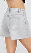 Grijze Denim Short met Ruwe Zoom en Lichte Stretch