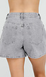 Grijze Denim Shorts met Studs en Rechte Pijpen