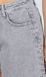 Grijze Denim Shorts met Studs en Rechte Pijpen