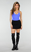 Blauwe Crop Top met Pads en Gekruiste Rugbandjes
