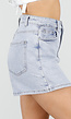 Lichtblauwe Denim Skort met Steekzakken en Lichte Stretch