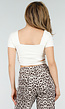 Beige Crop Top met Vierkante Hals en Pads