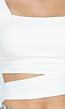 Beige Crop Top met Vierkante Hals en Pads