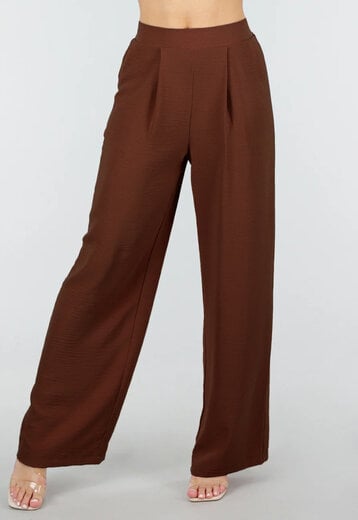 Bruine Linnenlook Petite Pantalon